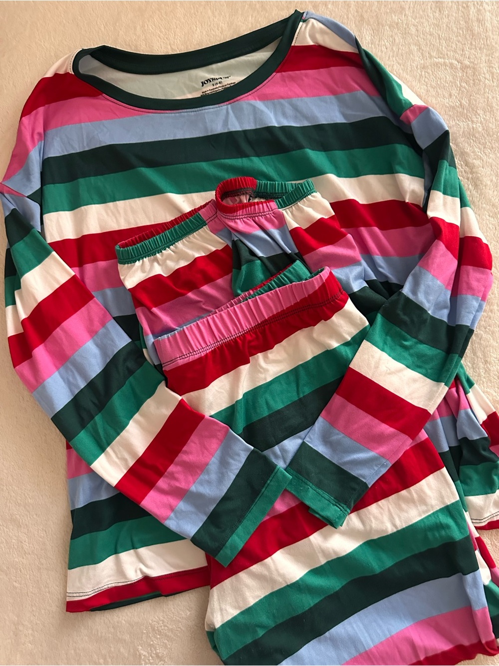Joyspun || Multicolor Stripe Long Sleeve Top and bottoms Small 4/6